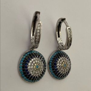 🧿925 Silver evileye earrings cz and turquoise stones
